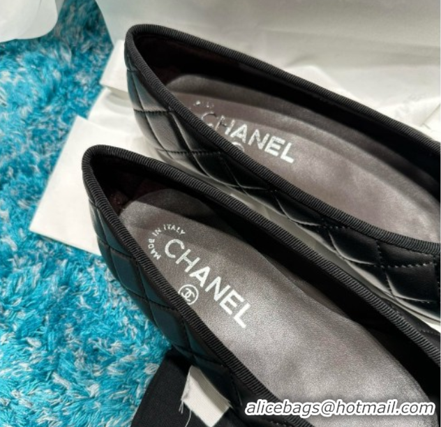 Best Grade Chanel Quilted Lambskin Ballet Flats CHB070721 Black