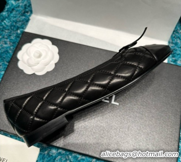 Best Grade Chanel Quilted Lambskin Ballet Flats CHB070721 Black