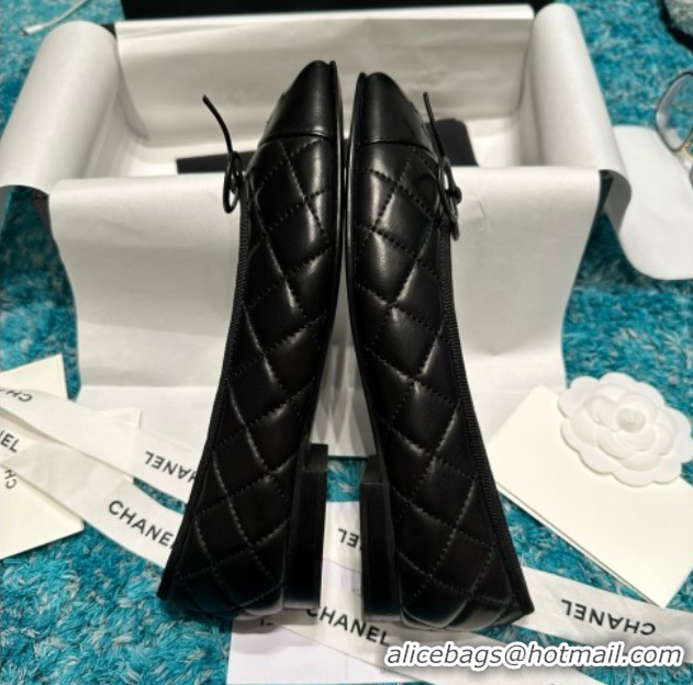 Best Grade Chanel Quilted Lambskin Ballet Flats CHB070721 Black