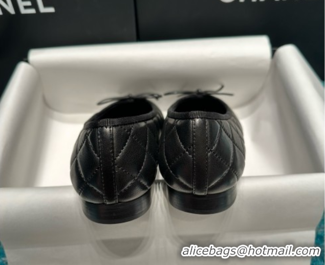 Best Grade Chanel Quilted Lambskin Ballet Flats CHB070721 Black