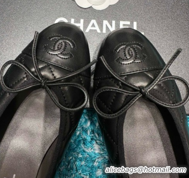 Best Grade Chanel Quilted Lambskin Ballet Flats CHB070721 Black
