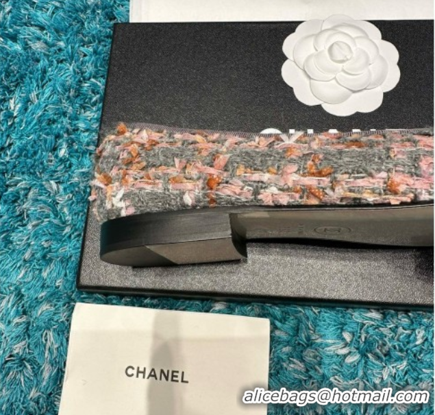 Grade Quality Chanel Tweed & Grosgrain Ballet Flats CHB070724 Grey/Black