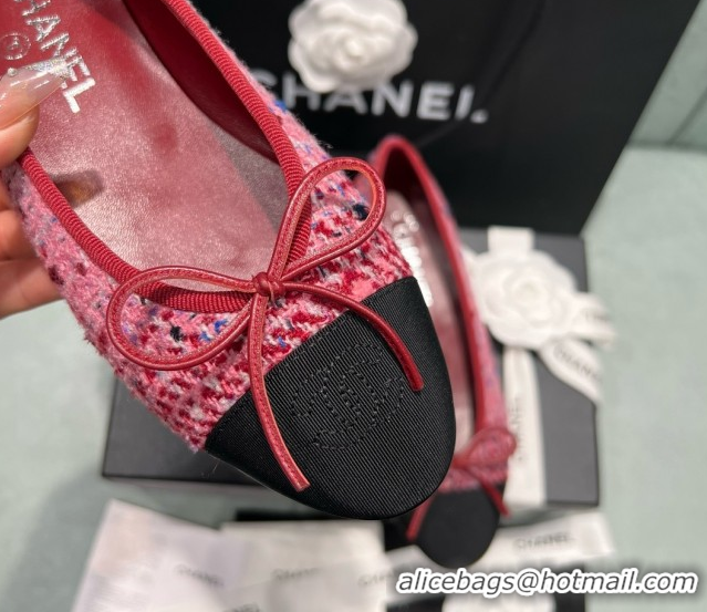 Cheapest Chanel Tweed & Grosgrain Ballet Flats CHB070725 Pink/Black