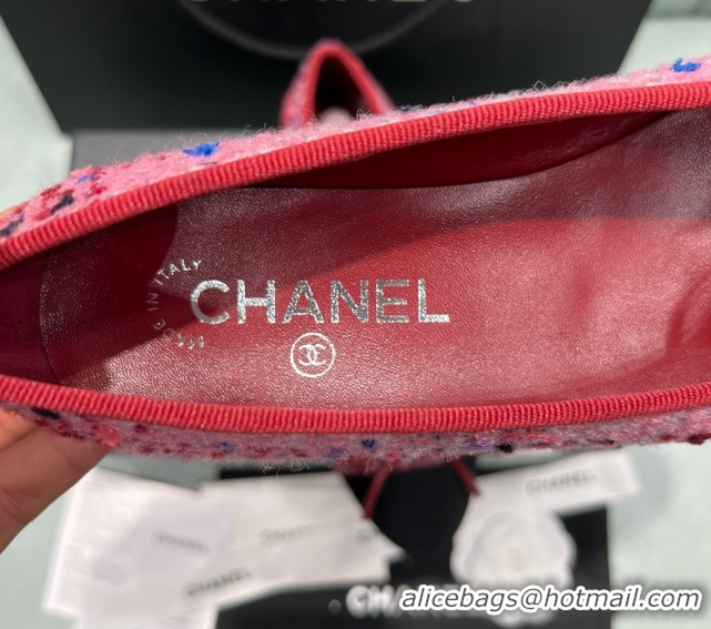 Cheapest Chanel Tweed & Grosgrain Ballet Flats CHB070725 Pink/Black