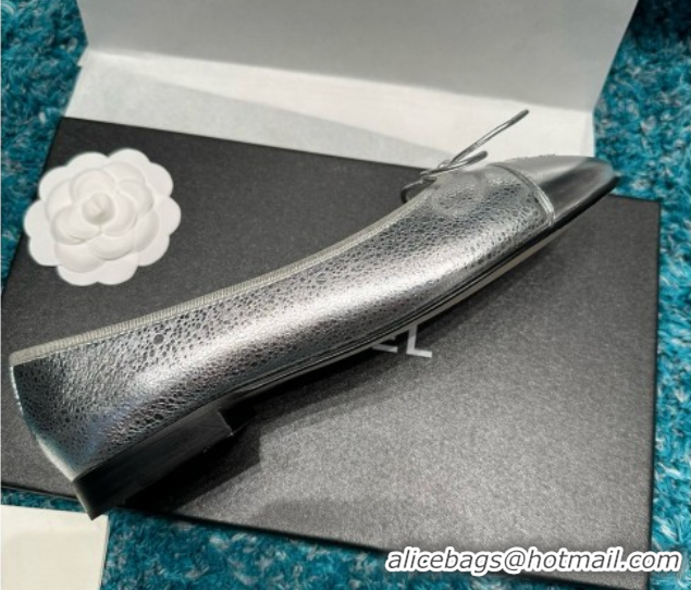 Popular Style Chanel Metallic Leather Ballet Flats CHB070724 Silver