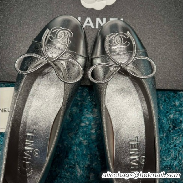 Popular Style Chanel Metallic Leather Ballet Flats CHB070724 Silver