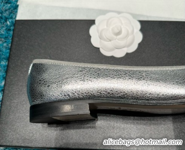 Popular Style Chanel Metallic Leather Ballet Flats CHB070724 Silver