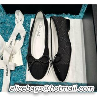 Good Looking Chanel Denim & Grosgrain Ballet Flats CHB070726 Black
