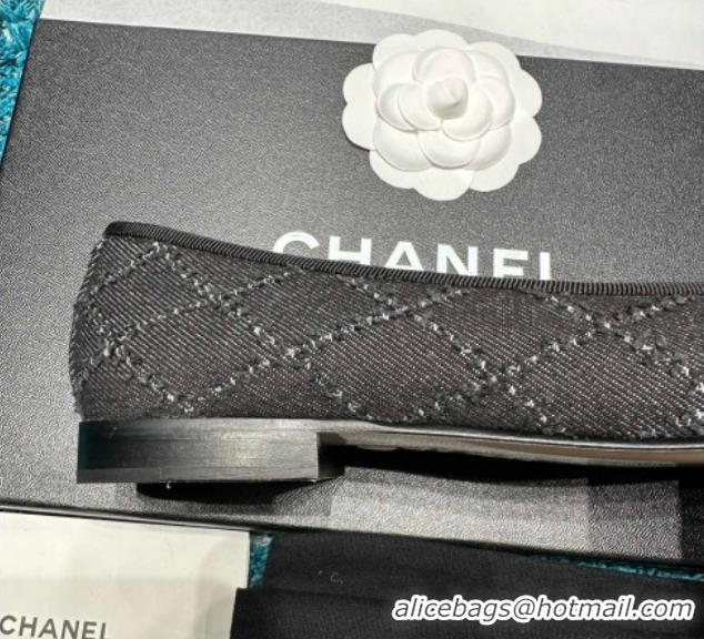 Good Looking Chanel Denim & Grosgrain Ballet Flats CHB070726 Black