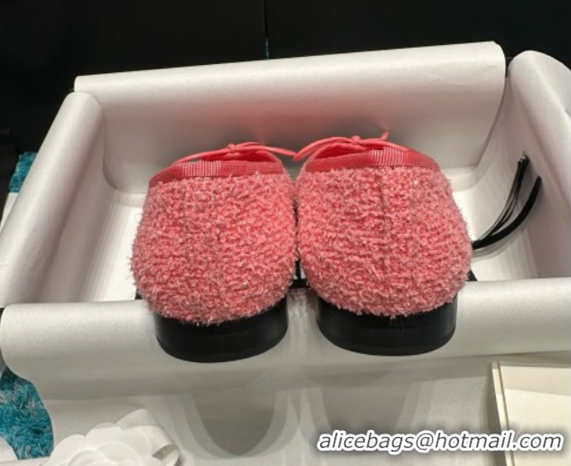 t Chanel Tweed & Grosgrain Ballet Flats CHB070727 Pink/Black