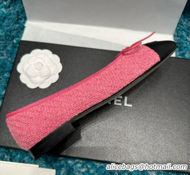 t Chanel Tweed & Grosgrain Ballet Flats CHB070727 Pink/Black