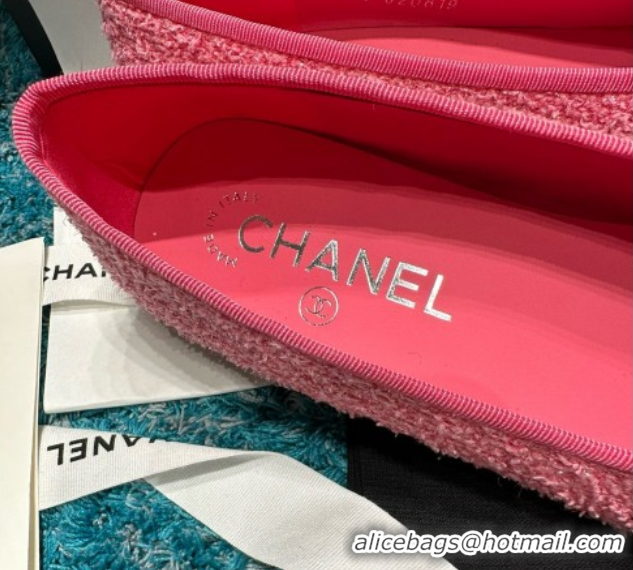 t Chanel Tweed & Grosgrain Ballet Flats CHB070727 Pink/Black