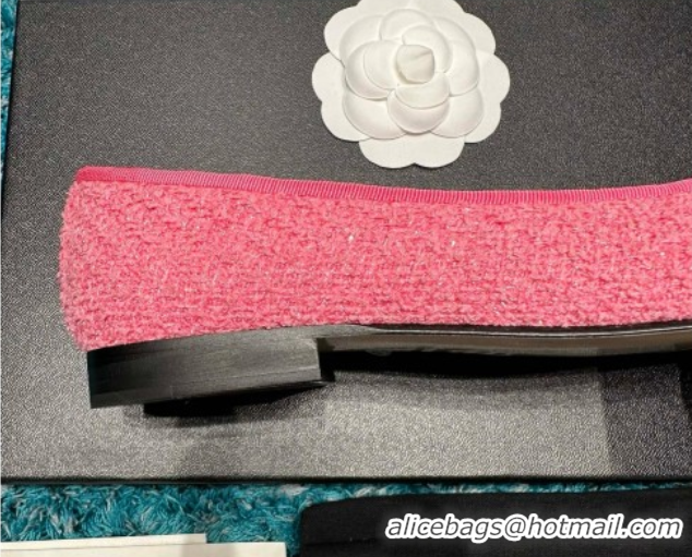 t Chanel Tweed & Grosgrain Ballet Flats CHB070727 Pink/Black