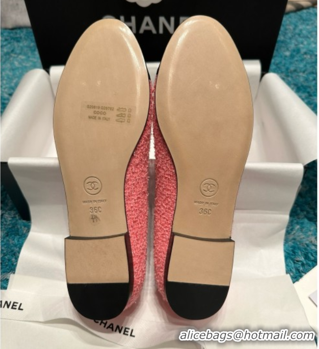 t Chanel Tweed & Grosgrain Ballet Flats CHB070727 Pink/Black