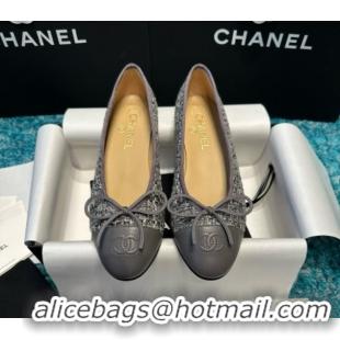 Purchase Chanel Tweed & Lambskin Ballet Flats CHB070727 Grey