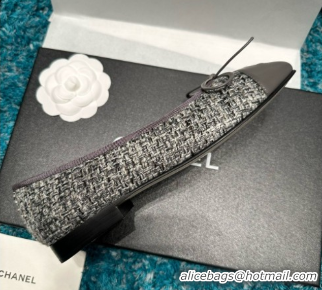 Purchase Chanel Tweed & Lambskin Ballet Flats CHB070727 Grey
