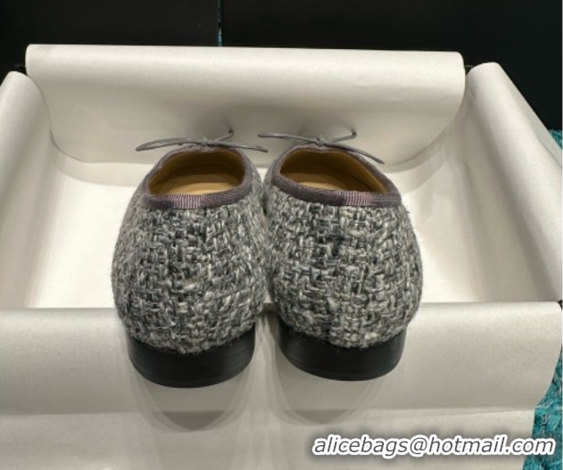Purchase Chanel Tweed & Lambskin Ballet Flats CHB070727 Grey