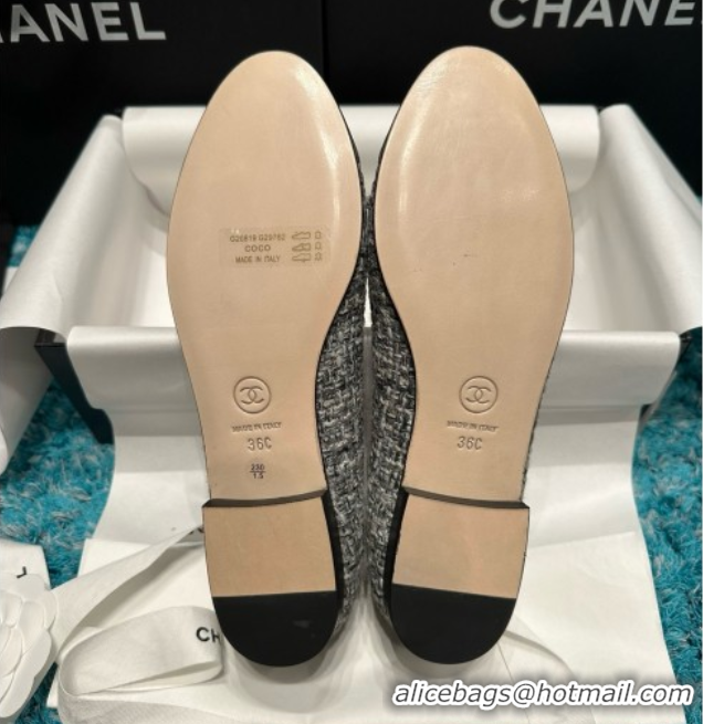 Purchase Chanel Tweed & Lambskin Ballet Flats CHB070727 Grey