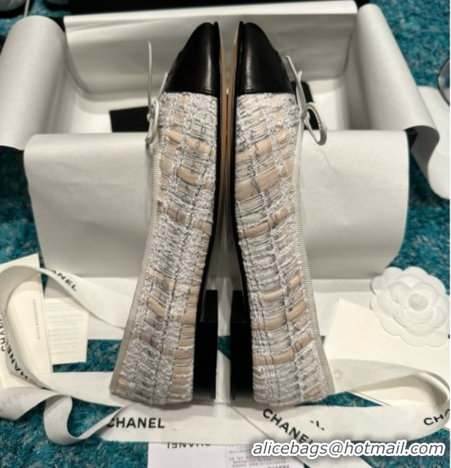 Top Design Chanel Tweed & Lambskin Ballet Flats CHB070728 Beige/Black