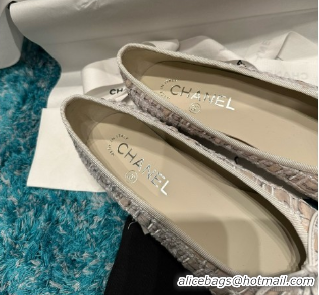 Top Design Chanel Tweed & Lambskin Ballet Flats CHB070728 Beige/Black