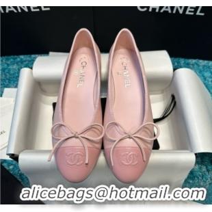 Top Grade Chanel Lambskin Ballet Flats CHB070730 Pink