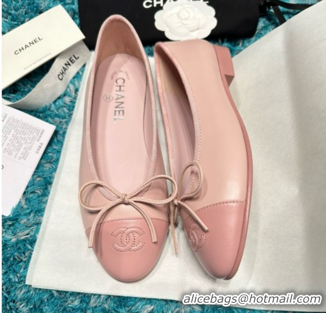 Top Grade Chanel Lambskin Ballet Flats CHB070730 Pink