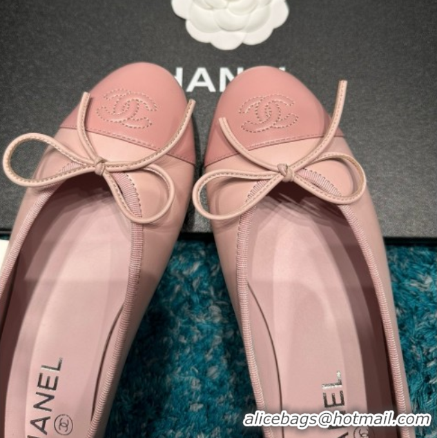 Top Grade Chanel Lambskin Ballet Flats CHB070730 Pink