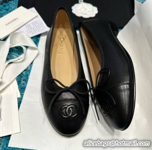 Unique Style Chanel Lambskin Ballet Flats CHB070731 Black