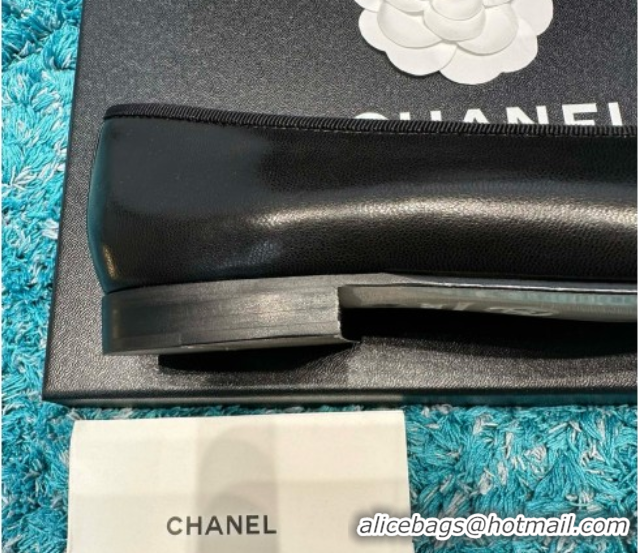 Good Quality Chanel Lambskin Ballet Flats CHB070732 Black/Gold