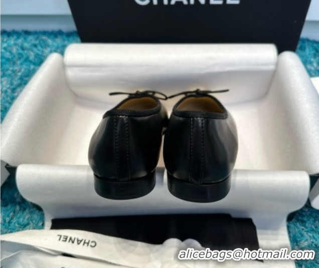 Good Quality Chanel Lambskin Ballet Flats CHB070732 Black/Gold