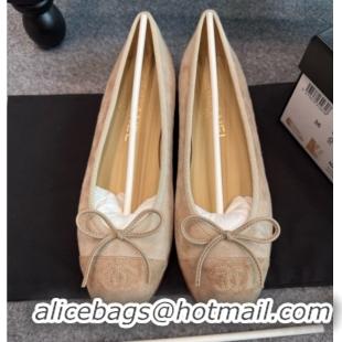 Top Design Chanel Suede Classic Ballerinas CHB070901 Beige