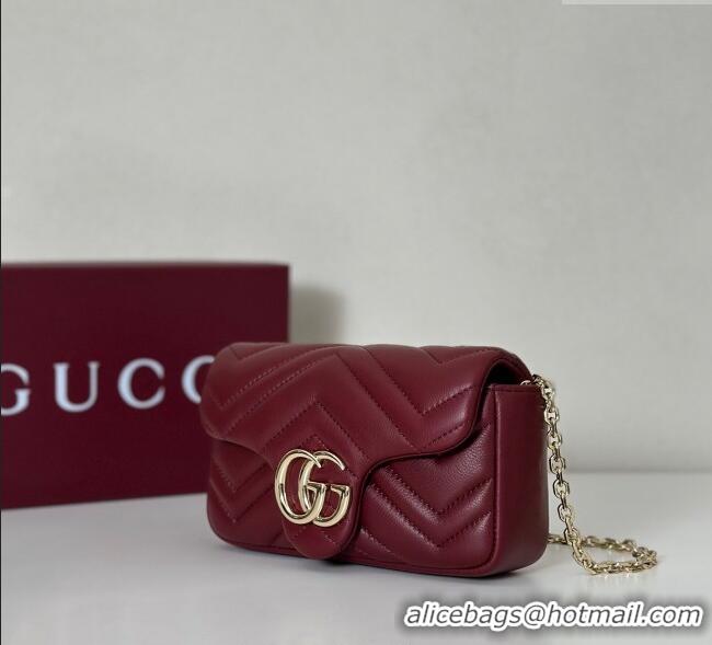 Original Cheap Gucci GG Marmont Mini Shoulder Bag 841290 Ancora Red 2025