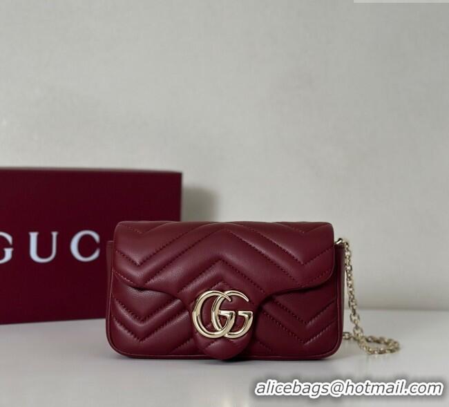Original Cheap Gucci GG Marmont Mini Shoulder Bag 841290 Ancora Red 2025