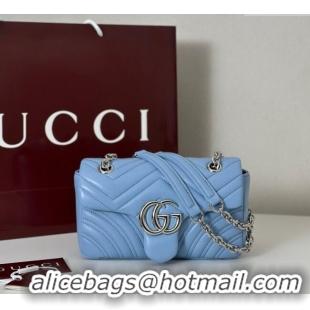Luxury Cheap Gucci GG Marmont Small Shoulder Bag 837280 Light Blue 2025