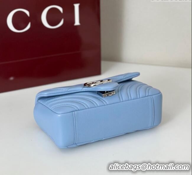 Luxury Cheap Gucci GG Marmont Small Shoulder Bag 837280 Light Blue 2025