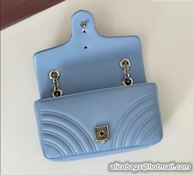 Luxury Cheap Gucci GG Marmont Small Shoulder Bag 837280 Light Blue 2025