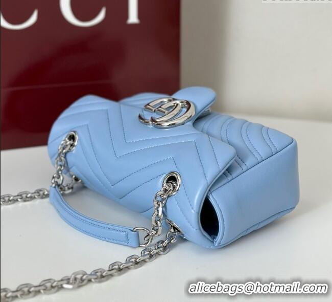 Luxury Cheap Gucci GG Marmont Small Shoulder Bag 837280 Light Blue 2025