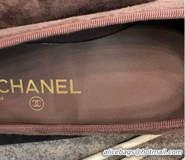 Good Quality Chanel Suede Classic Ballerinas CHB070903 Brown/Burgundy