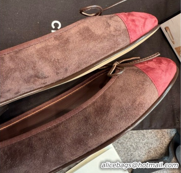 Good Quality Chanel Suede Classic Ballerinas CHB070903 Brown/Burgundy