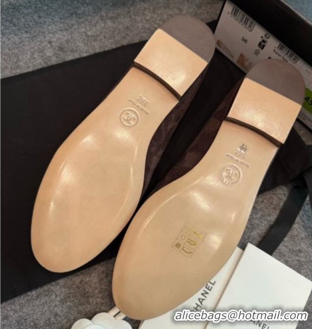 Good Quality Chanel Suede Classic Ballerinas CHB070903 Brown/Burgundy