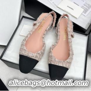 Good Product Chanel Tweed & Grosgrain Slingbacks Flats G31319 Pink