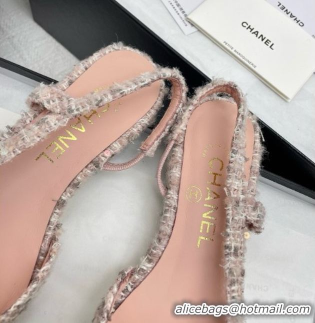 Good Product Chanel Tweed & Grosgrain Slingbacks Flats G31319 Pink