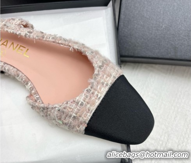 Good Product Chanel Tweed & Grosgrain Slingbacks Flats G31319 Pink