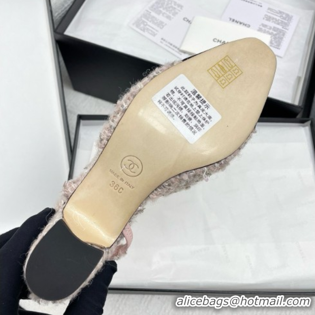 Good Looking Chanel Tweed & Grosgrain Slingbacks Pumps 6.5cm Heel G31318 Pink