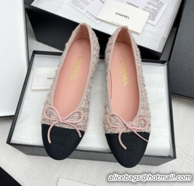 Low Price Chanel Tweed & Grosgrain Ballet Flats CHB71003 Pink
