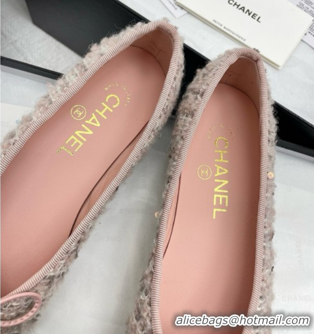 Low Price Chanel Tweed & Grosgrain Ballet Flats CHB71003 Pink