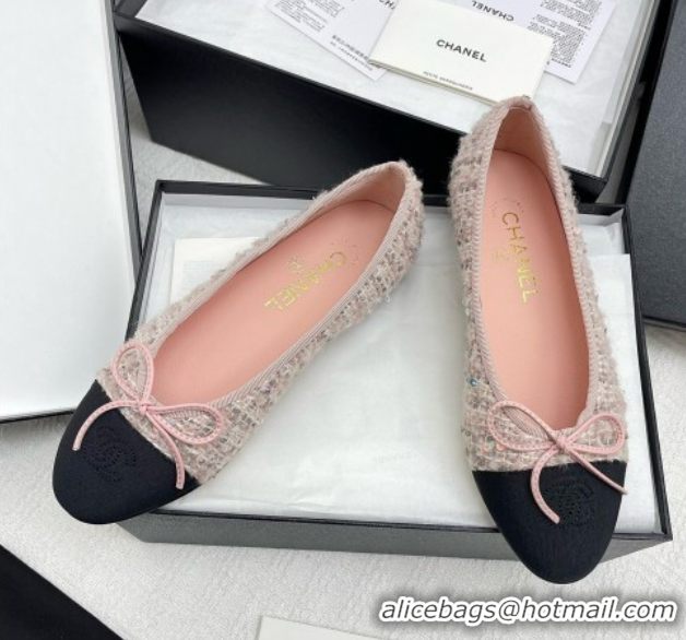 Low Price Chanel Tweed & Grosgrain Ballet Flats CHB71003 Pink
