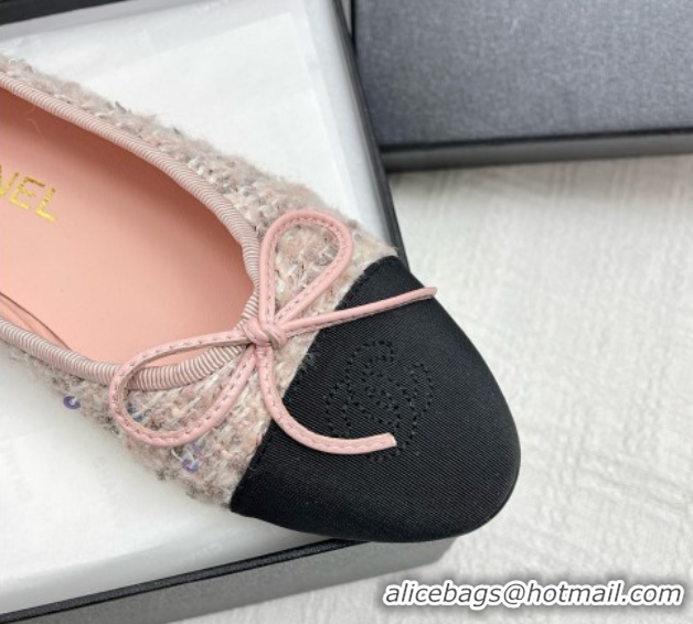 Low Price Chanel Tweed & Grosgrain Ballet Flats CHB71003 Pink