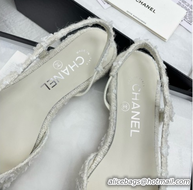 Purchase Chanel Tweed & Patent Leather Slingbacks Flats G31319 White/Black