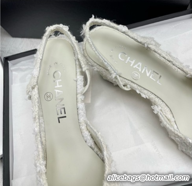 Classic Hot Chanel Tweed & Patent Leather Slingbacks Pumps 6.5cm Heel G31318 Black/White